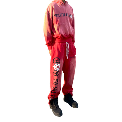 Red Sunfaded Sweatpants