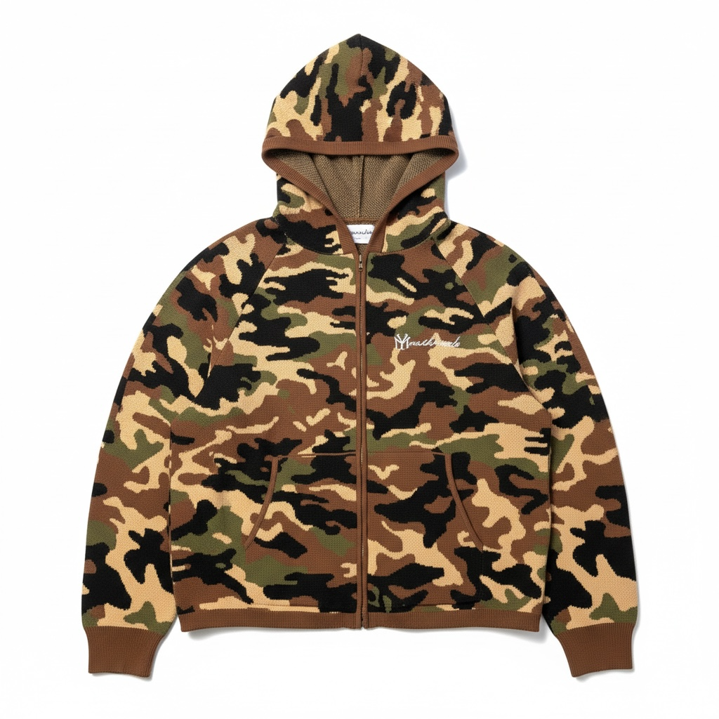 Camo Knit Zip Up